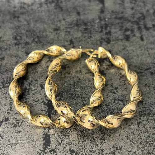 14k gouden wokkels oorbellen groot model, Sieraden, Tassen en Uiterlijk, Oorbellen, Nieuw, Goud, Ophalen of Verzenden