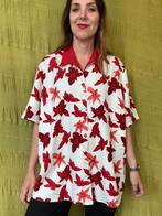 Vintage blouse, maat 52 - oversized - wit - rode bloemen -, Wit, Maat 46/48 (XL) of groter, Ophalen of Verzenden, Vintage