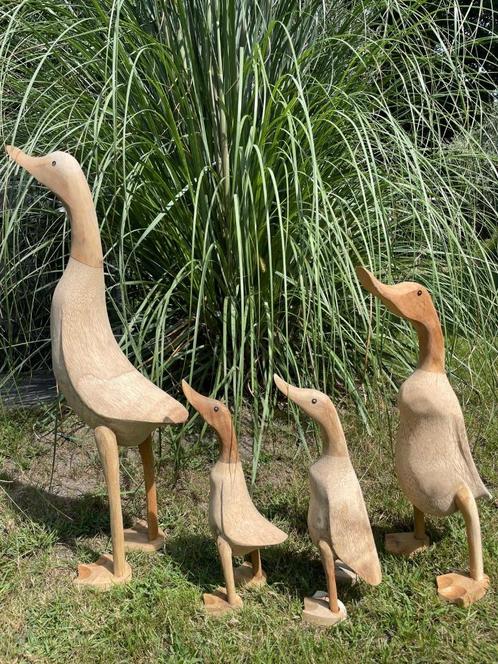Set houten loopeenden 4 stuks eenden 67cm uniek, Verzamelen, Beelden en Beeldjes, Nieuw, Dier, Ophalen of Verzenden