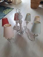 Vintage kroonluchter met gekleurde lampenkappen, Ophalen, Gebruikt, Stof, Vintage