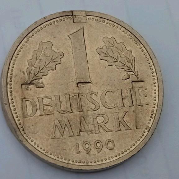 1 Mark 1990J Duitsland Oude Munt Misslag Wokkel Fehlprägung, Postzegels en Munten, Munten | Europa | Niet-Euromunten, Duitsland