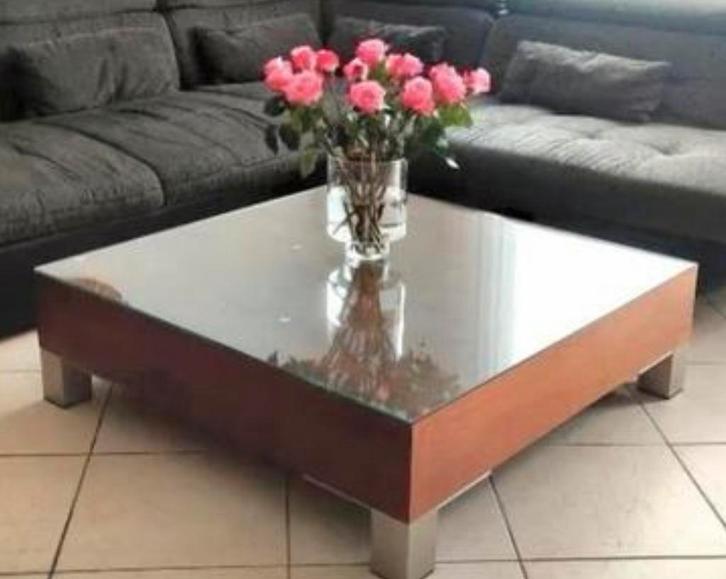 Strakke, warme salontafel van kersenhout, Huis en Inrichting, Tafels | Sidetables, Zo goed als nieuw, 25 tot 50 cm, 100 tot 150 cm