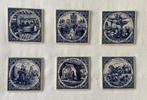 Delft blauw tegels met thema melk, boter en kaas, 6 stuks, Antiek en Kunst, Antiek | Wandborden en Tegels, Ophalen