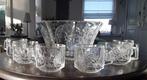 Vintage punch bowl / punchbowl + 6 glazen en ophanghaakjes, Ophalen of Verzenden