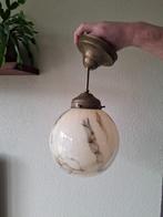 Vintage hanglamp marmer glas Art deco, Huis en Inrichting, Lampen | Hanglampen, Gebruikt, Art deco, Ophalen of Verzenden, Glas