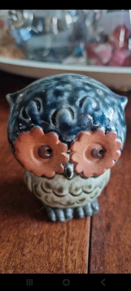 Handgemaakte Keramische Uil, Verzamelen, Beelden en Beeldjes, Zo goed als nieuw, Dier, Ophalen of Verzenden