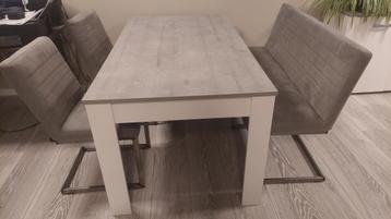 Mooie grijze eettafel met 2 stoelen en bank – in topstaat! beschikbaar voor biedingen