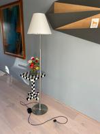 Strakke staande lamp, chroom en wit glazen kap, Ophalen, Glas, 150 tot 200 cm, Modern, strak