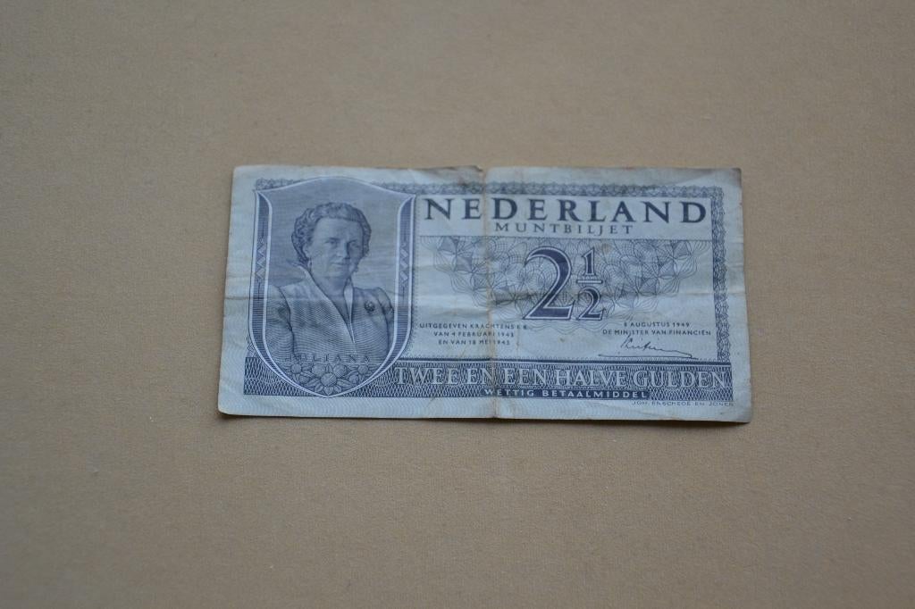 Briefje biljet van 2,5 gulden, uit het jaar 1943, Ophalen of Verzenden, 2½ gulden