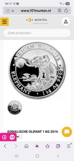 ACTIE! Zilveren Somalische Olifant 1 kg 2016 Munt, Ophalen, Overige landen, Losse munt, Zilver