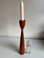Vintage Deens Hoge Teakhout Tulpkandelaar Kandelaar Jaren 60, Ophalen of Verzenden, Zo goed als nieuw, Hout, 25 tot 50 cm