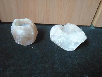 2x klein zoutlampje waxinelichthouder beschikbaar voor biedingen