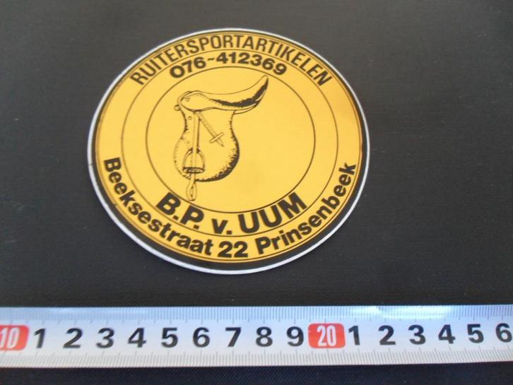 sticker prinsenbeeek bp van uum ruitersportartikelen, Verzamelen, Stickers, Zo goed als nieuw, Ophalen