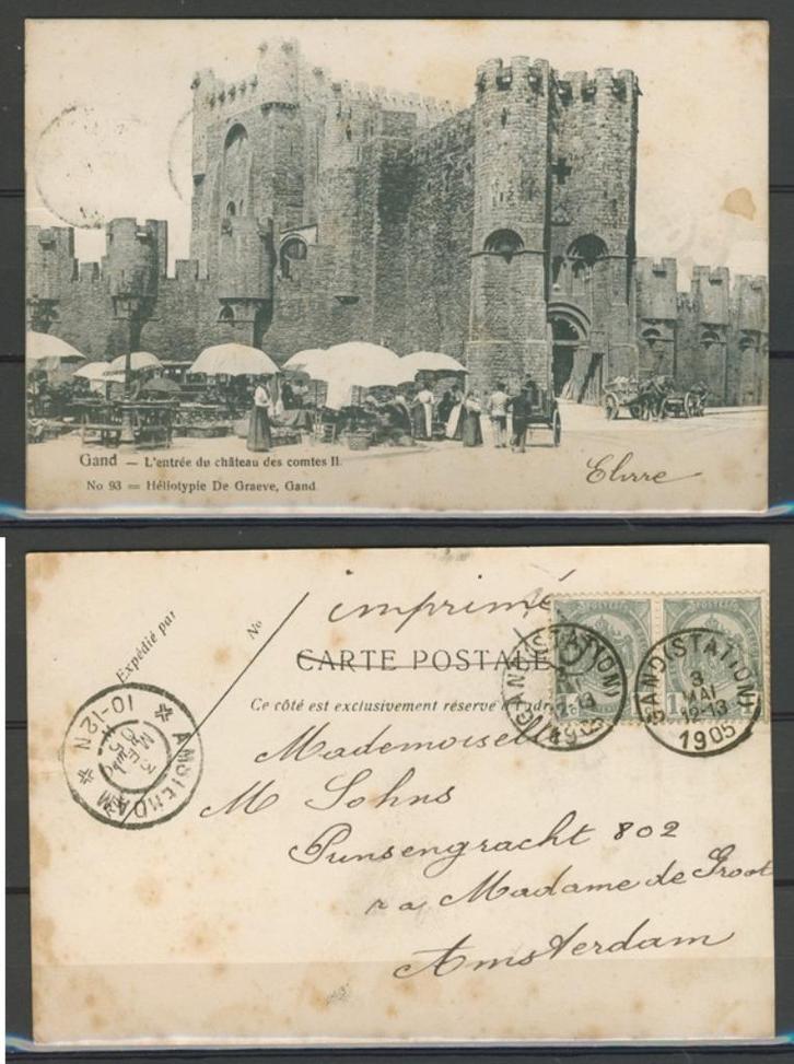 Gent Gand 1905 Spa Chateau du Compte Foto Ansichtkaart 937, Verzamelen, Ansichtkaarten | België, Gelopen, Oost-Vlaanderen, Voor 1920