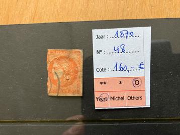 Frankrijk Bordeaux uitgifte uit 1870, nr 48, tweede keus beschikbaar voor biedingen