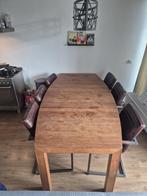 Eettafel met zes stoelen, Huis en Inrichting, Tafels | Eettafels, Ophalen, Gebruikt, 100 tot 150 cm, 200 cm of meer