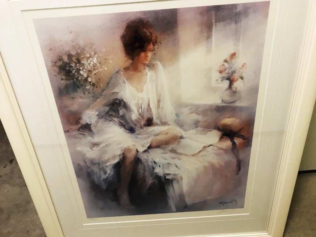 Willem Haenraets Litho Vrouw op bed - gesigneerd, Antiek en Kunst, Ophalen
