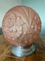 Franse Art Deco Tafellamp plafonniere hallamp jaren 30 roze, Antiek en Kunst, Antiek | Lampen, Ophalen of Verzenden