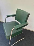 Vintage fauteuil groen / chroom 70s, Huis en Inrichting, Fauteuils, Ophalen, Kunststof, Gebruikt, .