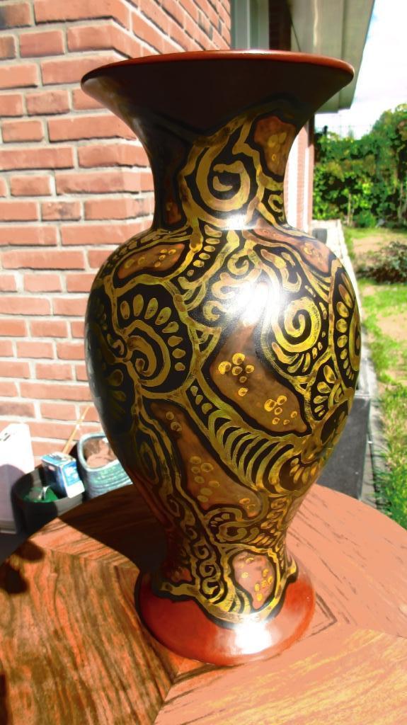 BREETVELT unica vaas GoudaZuid-Holland 34 cm,bijzonder palet, Antiek en Kunst, Antiek | Keramiek en Aardewerk, Ophalen of Verzenden