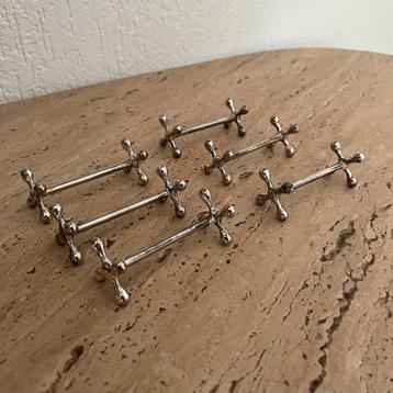 Vintage verzilverde messenleggers - set van 6 beschikbaar voor biedingen