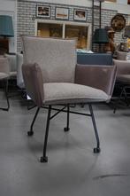 4 luxe eetkamerstoelen Sanne Jess Design leer stof naturel, Huis en Inrichting, Stoelen, Ophalen, Zo goed als nieuw, Leer, Vier