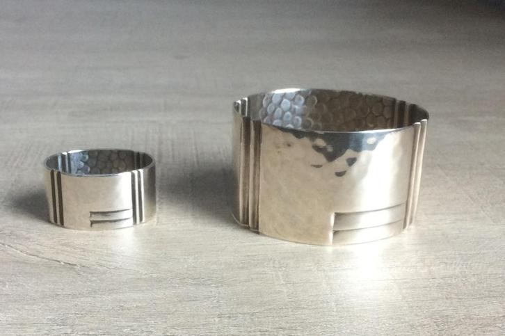 Verzilverde  Servetring Vingerdoekring.Georg Nilsson Gero, Antiek en Kunst, Antiek | Bestek, Ophalen of Verzenden