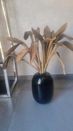 Zwarte vaas met houten palmtakken/bloemen, Ophalen, Zo goed als nieuw