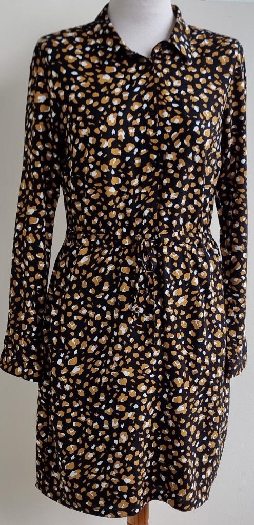 Freebird zwart jurkje met print mt. S, Kleding | Dames, Jurken, Zo goed als nieuw, Maat 36 (S), Zwart, Boven de knie, Ophalen of Verzenden