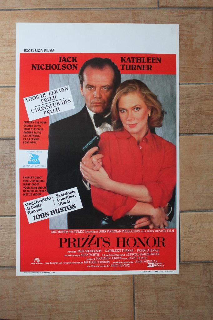 filmaffiche Jack Nicholson Prizzi's Honor filmposter, Rechthoekig Staand, Ophalen of Verzenden, Zo goed als nieuw, A1 t/m A3