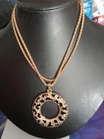 Echte vintage luipaarddessin ketting hanger in goud / zwart, Verzenden, Nieuw, Goud, Goud