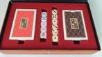 Vintage set kaartspel  voor Brigde, in bruin skai etui. 8A9, Tweedehands verkoop, Tweedehands verkoop, Gebruikt, Ophalen of Verzenden