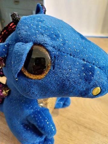 Ty Pluche Saffier Dino Sapphire Blauw Goud Groot Nieuw beschikbaar voor biedingen