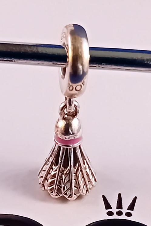 Zilveren/emaille Badminton Shuttle, Sieraden, Tassen en Uiterlijk, Bedels, Nieuw, Pandora, Zilver, 1 bedel, Ophalen of Verzenden