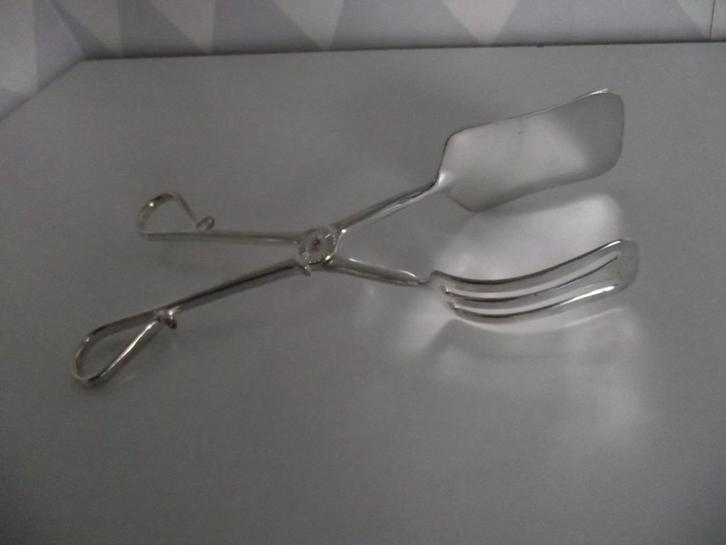 verzilverde sandwich tang serveertang 26 cm 1950-1960, Antiek en Kunst, Antiek | Bestek, Ophalen of Verzenden