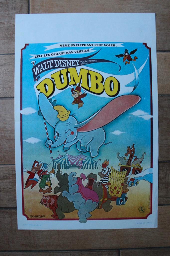 filmaffiche Walt Disney Dumbo filmposter, Verzamelen, Posters, Zo goed als nieuw, Film en Tv, A1 t/m A3, Rechthoekig Staand, Ophalen of Verzenden
