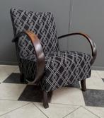 30 jaren zwarte fauteuil H-227 Tsjechisch Jindřich Halabala, Huis en Inrichting, Fauteuils, Gebruikt, Vintage, 75 tot 100 cm, Hout