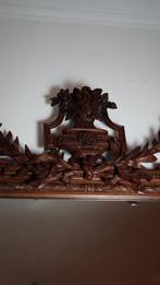 Unieke antieke mahonie houten xxl spiegel, Ophalen of Verzenden, Rechthoekig