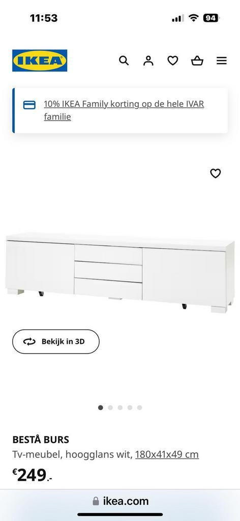 Tv meubel wit IKEA, Huis en Inrichting, Kasten | Televisiemeubels, Zo goed als nieuw, Minder dan 100 cm, 25 tot 50 cm, Ophalen of Verzenden