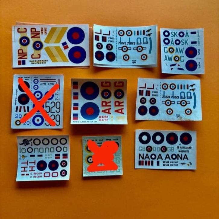 Kavel	Frog decals RAF 10x, Hobby en Vrije tijd, Modelbouw | Vliegtuigen en Helikopters, Nieuw, 1:72 tot 1:144, Overige merken