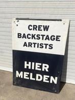 Vintage Crew Backstage Bord - Hier Melden Sign - Man Cave., Ophalen of Verzenden