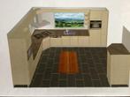 Aanrechtblad met apparatuur, Huis en Inrichting, Keuken | Keukenelementen, Ophalen, Gebruikt, Blauw, 200 cm of meer