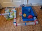 Dubbele hamsterkooi met dubbel toebehoren + loopbal, Minder dan 60 cm, Kooi, Minder dan 75 cm, Ophalen of Verzenden