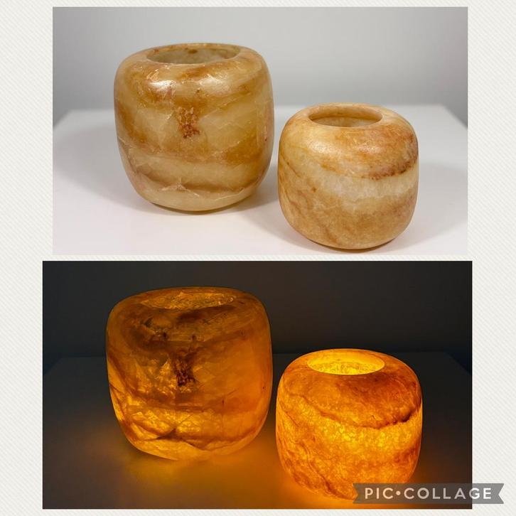 Alabaster L en XL, Huis en Inrichting, Woonaccessoires | Kandelaars en Kaarsen, Nieuw, Kandelaar, Minder dan 25 cm, Overige materialen