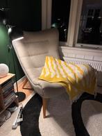 Lichtgrijze Design Oorfauteuil, Ophalen, Gebruikt, 75 tot 100 cm, Stof