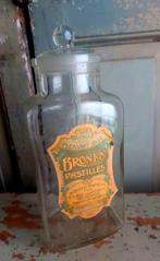 Leuke oude snoeppot met mooi etiket,Bronks pastilles, Antiek en Kunst, Ophalen of Verzenden