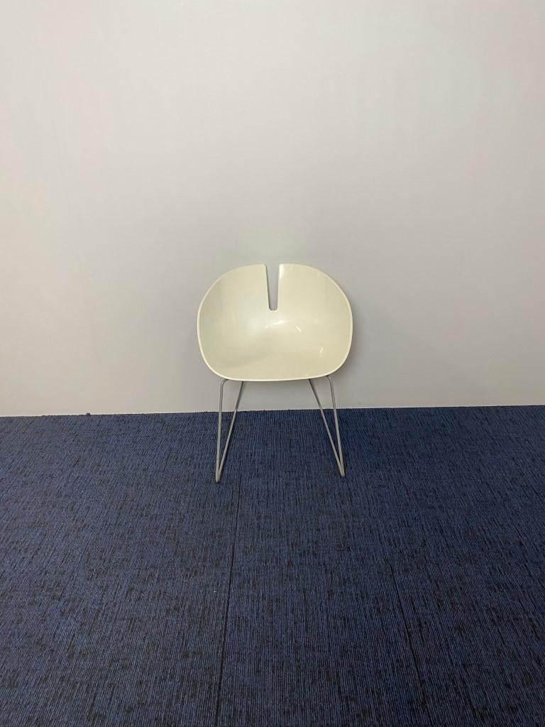 3 x Design vergaderstoel Moroso Fjord, wit, alu onderstel, Ophalen, Gebruikt, Drie, Wit
