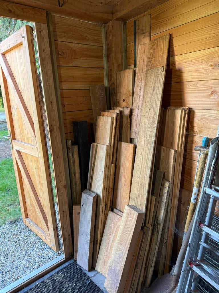 Houten planken en rabatdelen, diverse afmetingen te koop, Ophalen, Gebruikt, 25 tot 50 mm, Plank