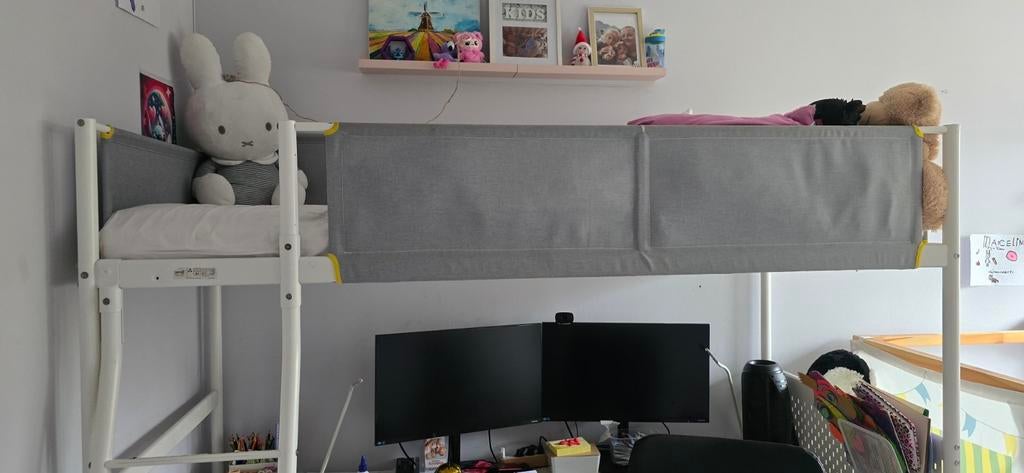 IKEA VITVAL Hoogslaper wit/lichtgrijs 90x200 cm, Kinderen en Baby's, Kinderkamer | Stapelbedden en Hoogslapers, Ophalen