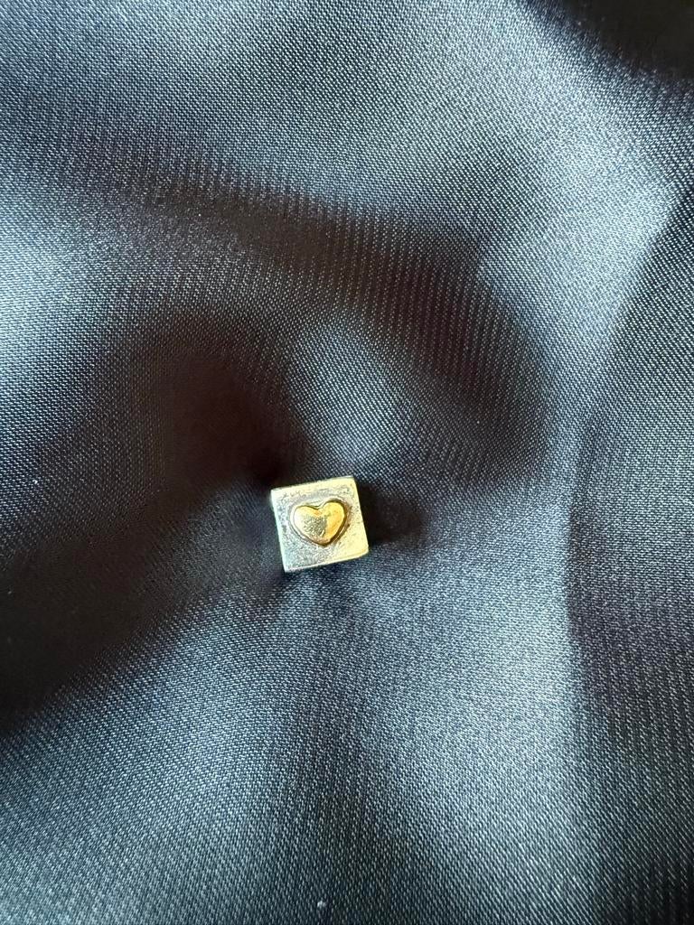 Pandora I LOVE YOU bedel goud met zilver, Sieraden, Tassen en Uiterlijk, Bedels, Gebruikt, Pandora, Ophalen of Verzenden, 1 bedel